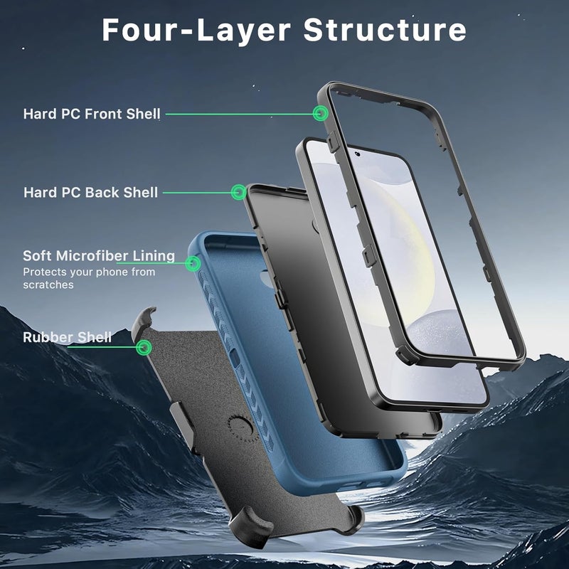 M MYBAT PRO Maverick Series for Samsung Galaxy S25 Case with Belt Clip Holster, Heavy Duty Military Grade Drop Protective Case w 360° Rotating Stand (No Screen Protector) Blue - Image 3